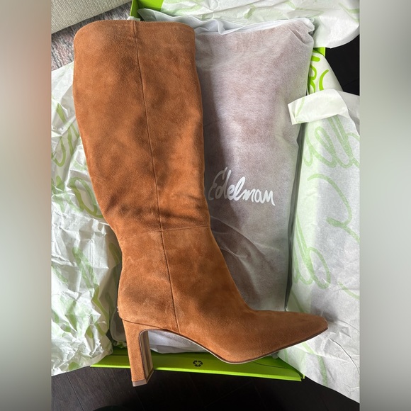 ✨BNIB Sam Edelman Sylvia Brown Suede Boots- Wide Calf 7.5 ✨🤎 - Picture 5 of 12